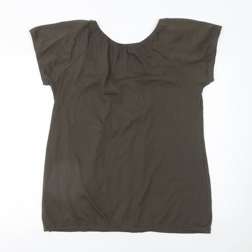 Roger & Rogers Women Khaki Short Sleeve Henley T-Shirt Size 20 100% Cotton