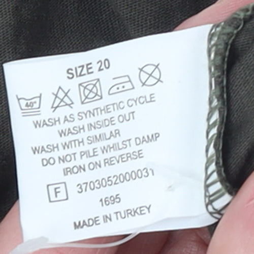 Roger & Rogers Women Khaki Short Sleeve Henley T-Shirt Size 20 100% Cotton