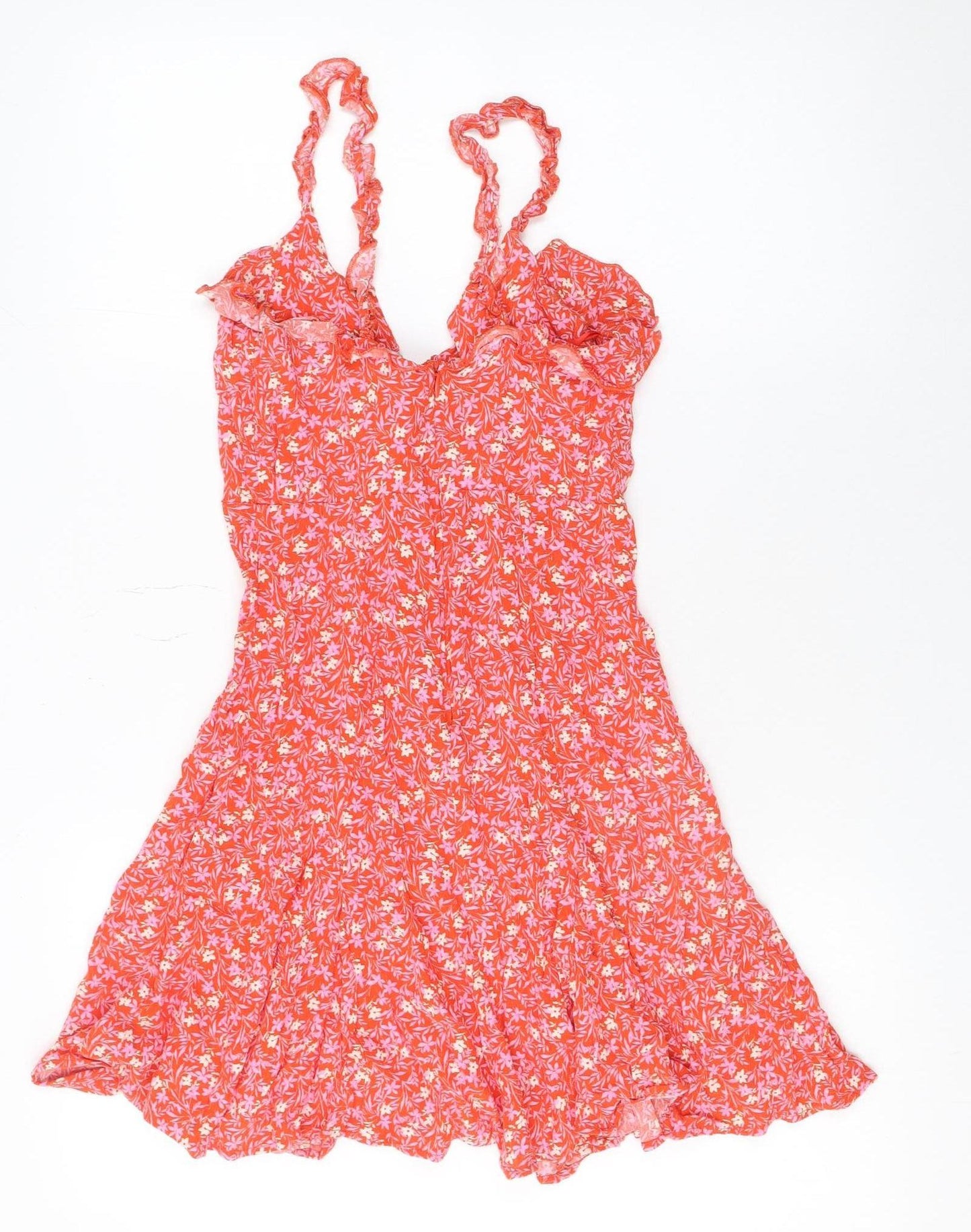 Zara Women Red Floral Slip Dress XS Boho Summer Holiday