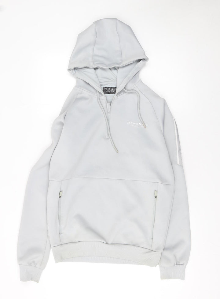 McKenzie Mens Grey 1/2 Zip Hooded Sweatshirt Medium