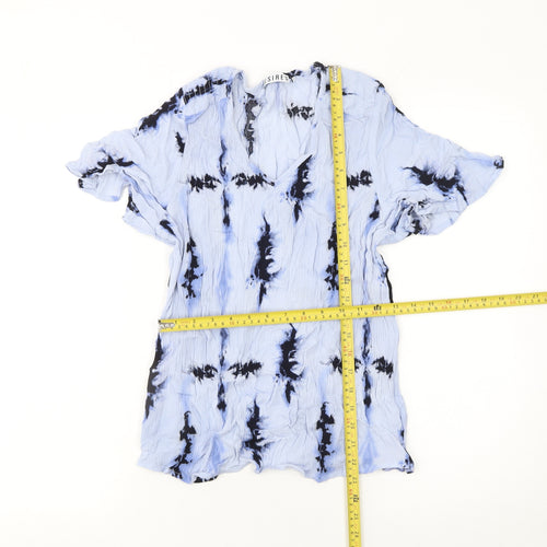Desires Women Blue Tie-Dye Viscose Tunic Blouse Size L