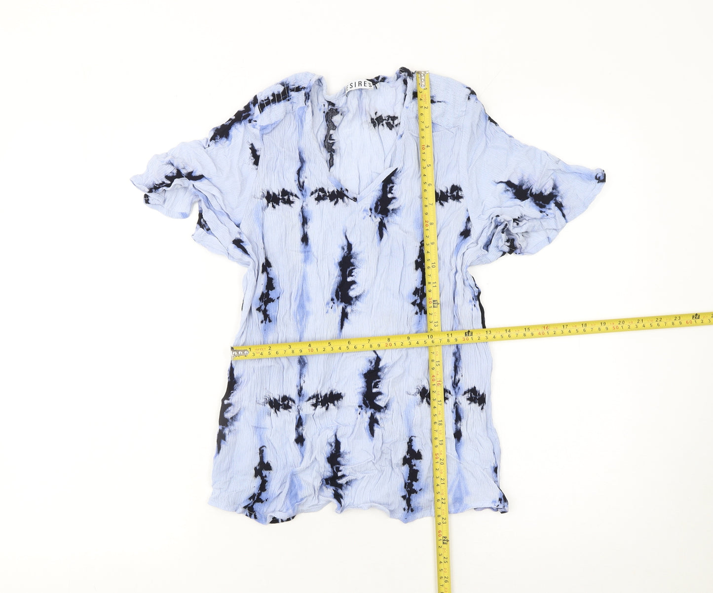 Desires Women Blue Tie-Dye Viscose Tunic Blouse Size L