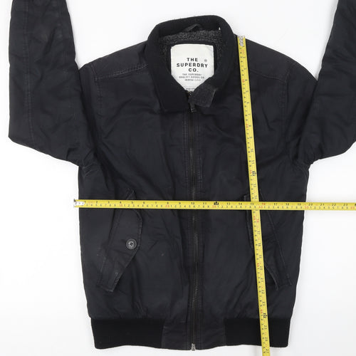 Superdry Men’s Black Bomber Jacket L Cotton Casual Zip Coat
