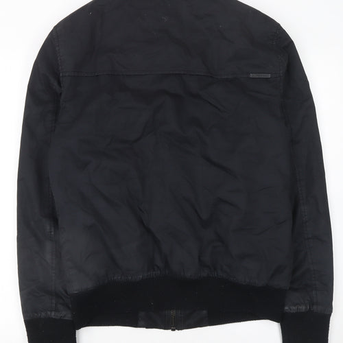 Superdry Men’s Black Bomber Jacket L Cotton Casual Zip Coat