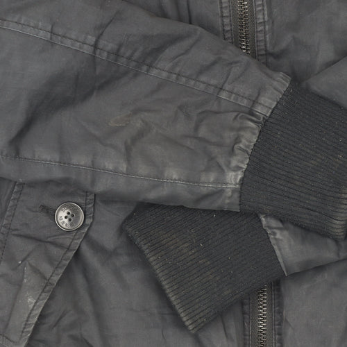 Superdry Men’s Black Bomber Jacket L Cotton Casual Zip Coat