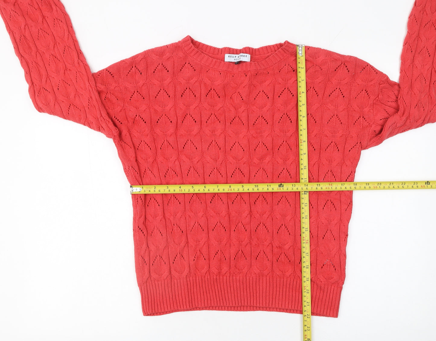 Kelly & Grace Women’s Red Cable Knit Crew Neck Jumper XL