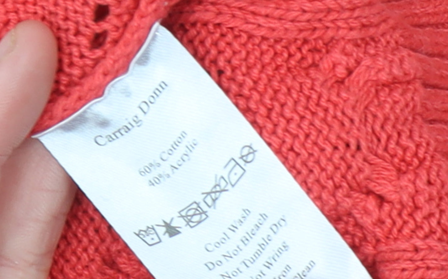 Kelly & Grace Women’s Red Cable Knit Crew Neck Jumper XL