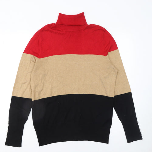 Wallis Women’s Multicoloured Roll Neck Striped Knit Jumper Size 16