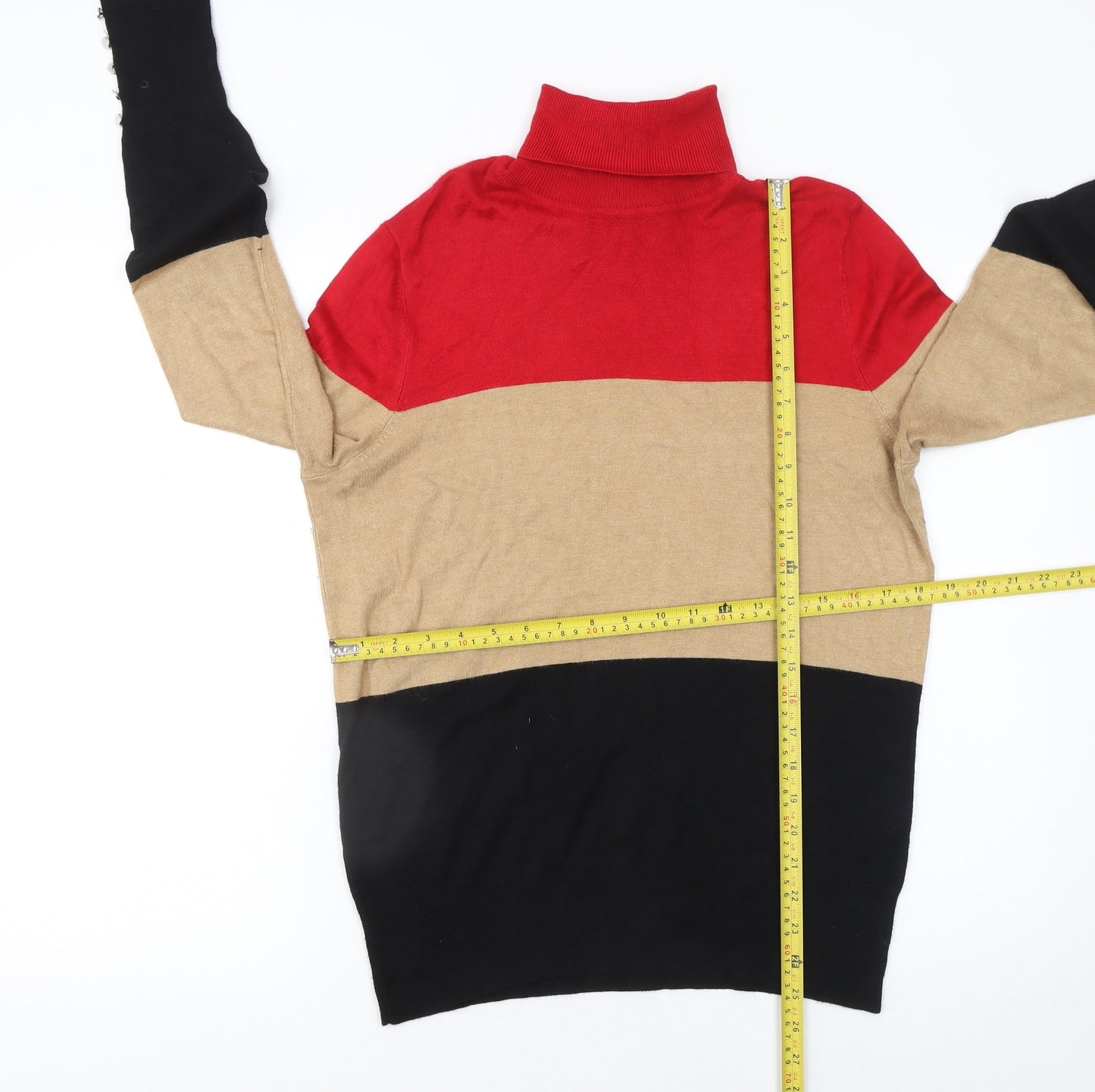 Wallis Women’s Multicoloured Roll Neck Striped Knit Jumper Size 16