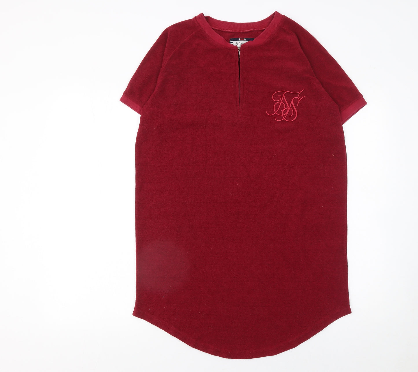SikSilk Men's Red Short Sleeve 1/2 Zip Crew Neck T-Shirt Size M