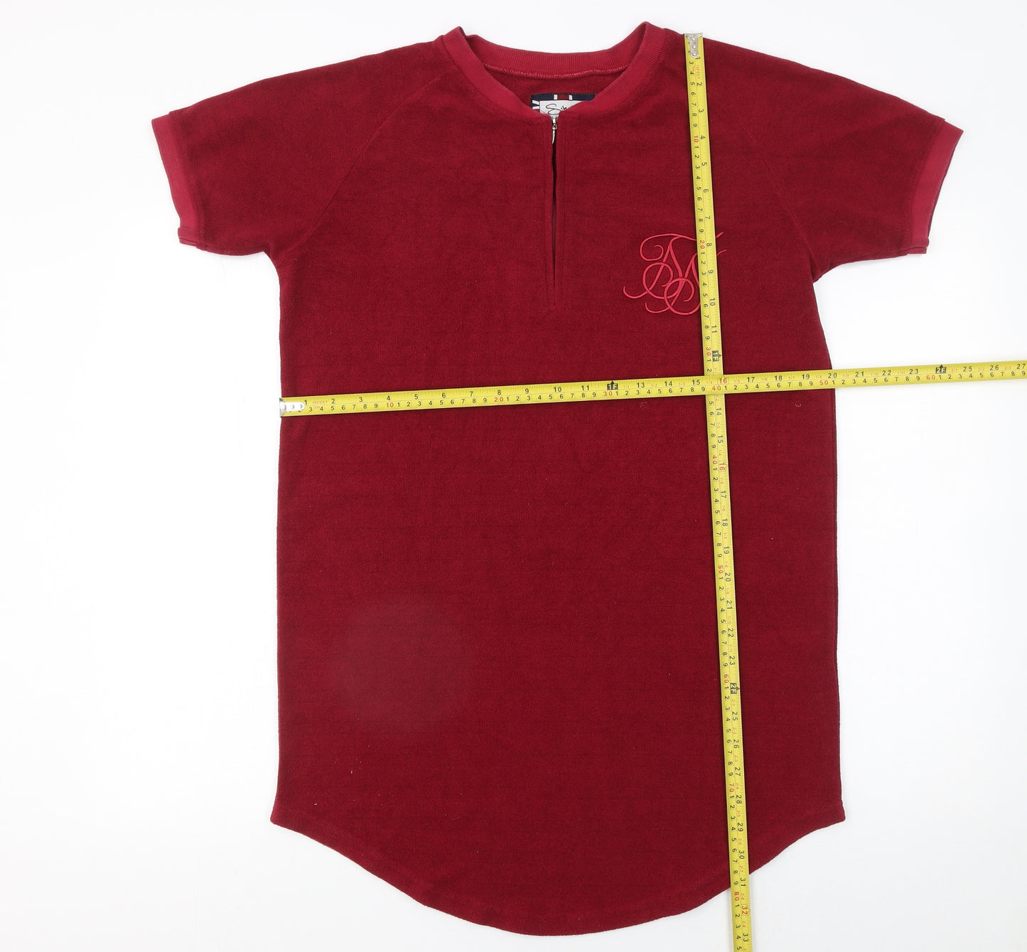 SikSilk Men's Red Short Sleeve 1/2 Zip Crew Neck T-Shirt Size M