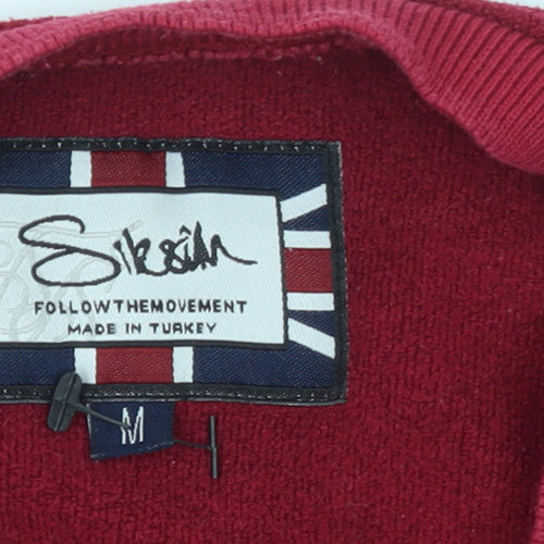 SikSilk Men's Red Short Sleeve 1/2 Zip Crew Neck T-Shirt Size M