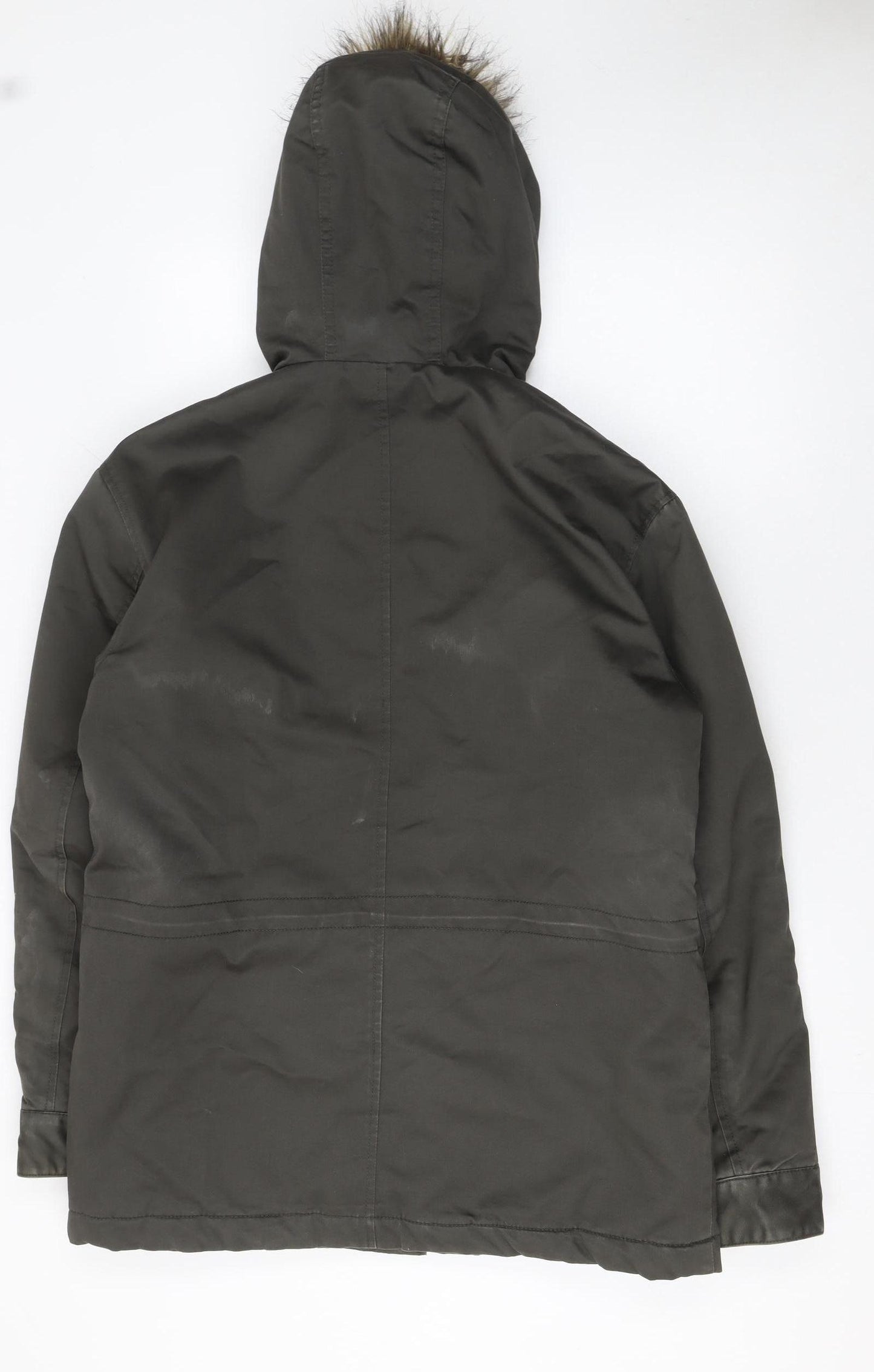 Springfield Womens Green Fur Trim Hooded Parka Jacket Size M