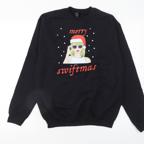 Gildan Women Black Merry Swiftmas Crew Neck Sweatshirt Size L