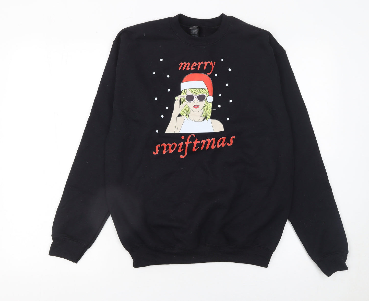 Gildan Women Black Merry Swiftmas Crew Neck Sweatshirt Size L