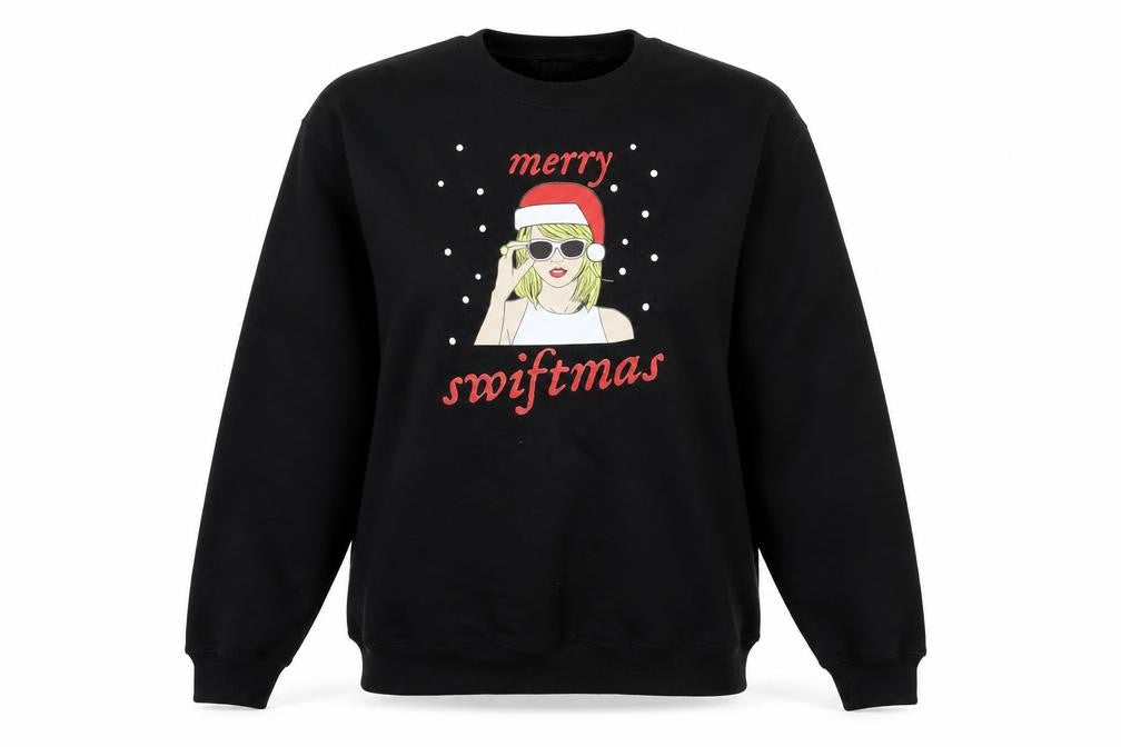 Gildan Women Black Merry Swiftmas Crew Neck Sweatshirt Size L