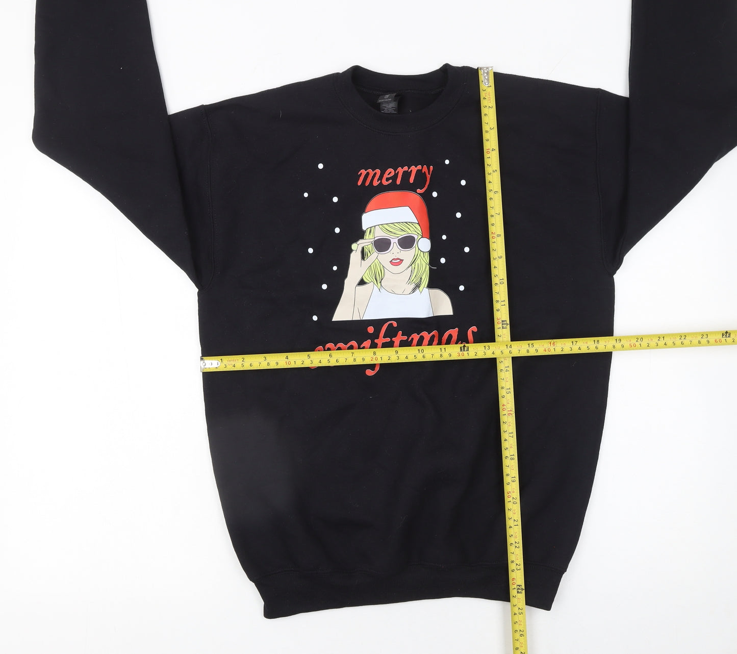Gildan Women Black Merry Swiftmas Crew Neck Sweatshirt Size L