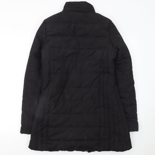 QED LDN Womens Black Mid-Length Puffer Jacket Size 8