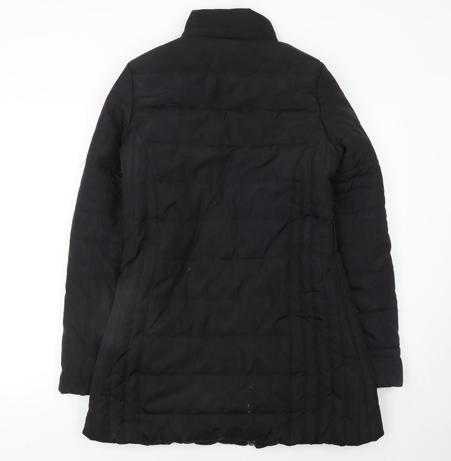 QED LDN Womens Black Mid-Length Puffer Jacket Size 8
