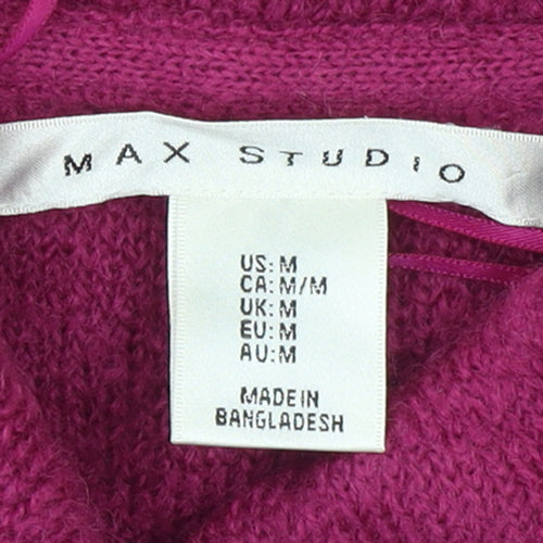 Max Studio Women's Pink Wool Blend Cowl Neck Cardigan M