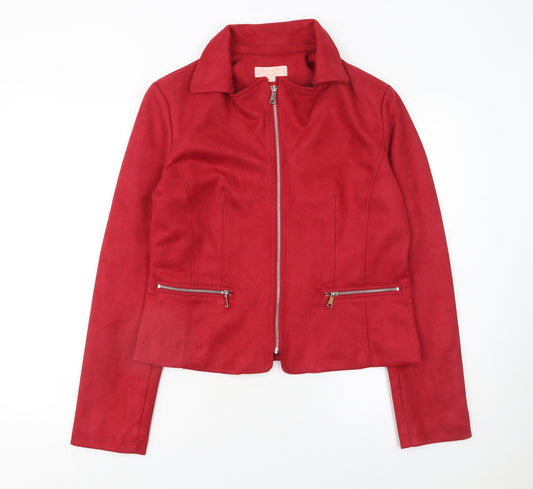 Emily & Me London Red Women's XL Faux Suede Zip Jacket