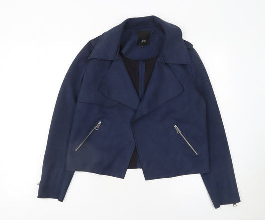 River Island Women's Blue Biker Jacket Size 12 Polyester Blend
