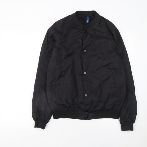 H&M Men’s Black Bomber Jacket Size S Lightweight Polyamide