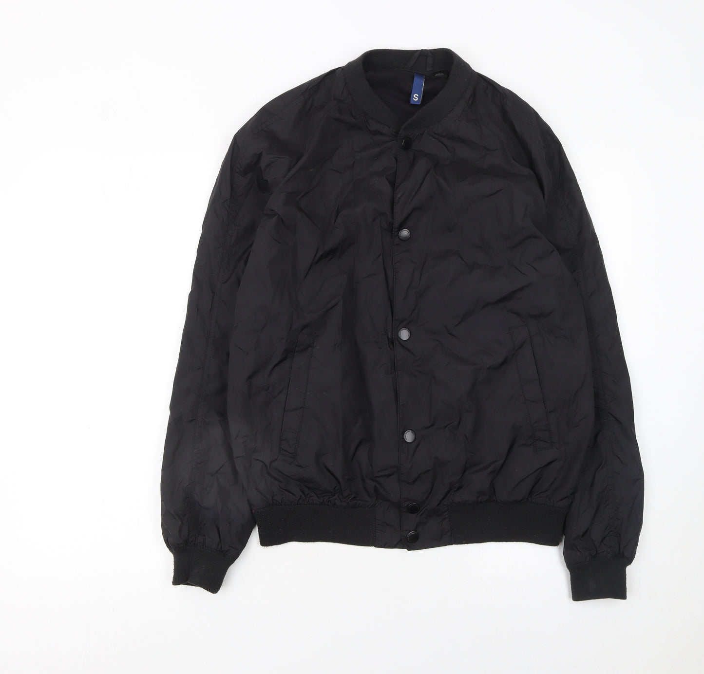 H&M Men’s Black Bomber Jacket Size S Lightweight Polyamide