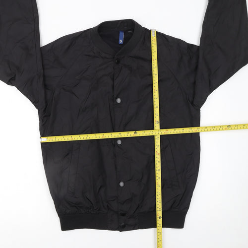 H&M Men’s Black Bomber Jacket Size S Lightweight Polyamide