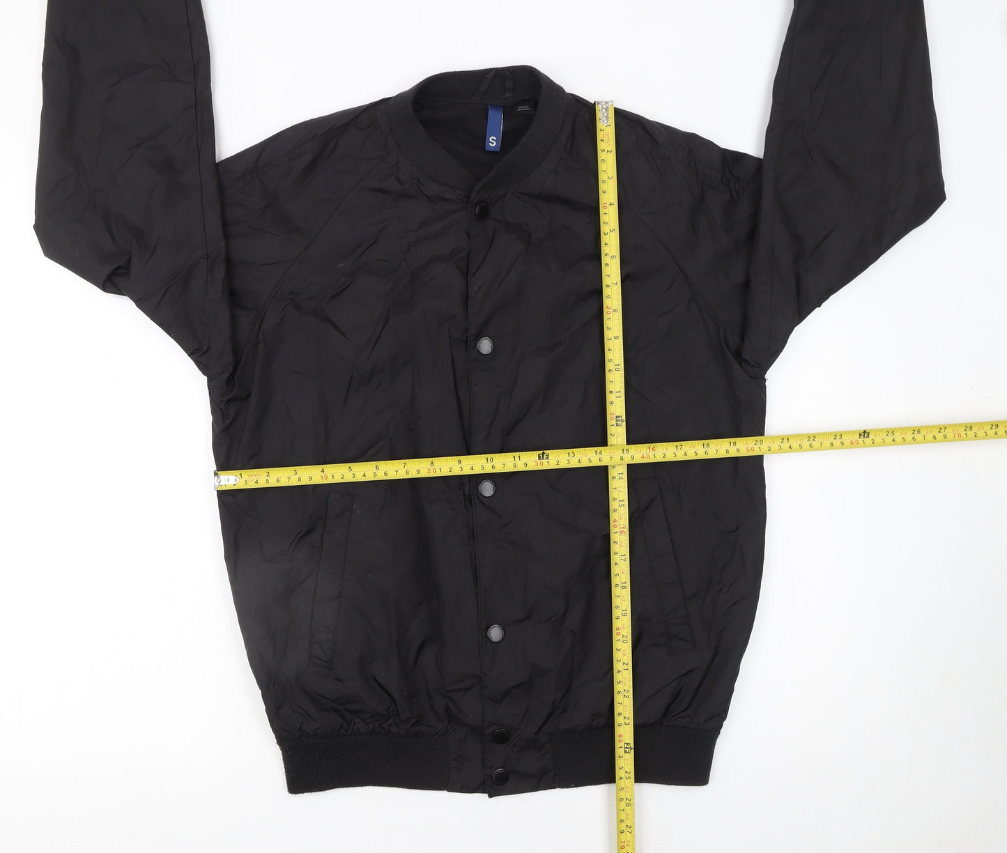 H&M Men’s Black Bomber Jacket Size S Lightweight Polyamide