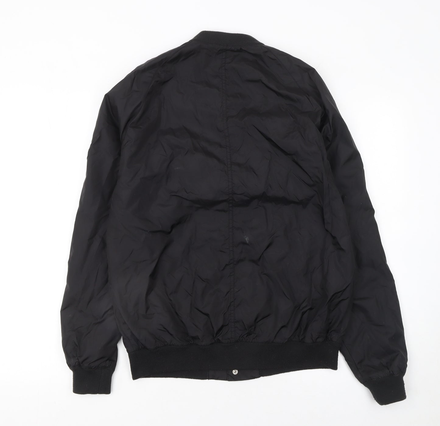 H&M Men’s Black Bomber Jacket Size S Lightweight Polyamide