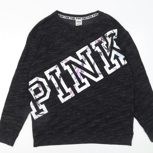 Victoria's Secret PINK Women's Black Cotton Blend Pullover Sweatshirt Size 12