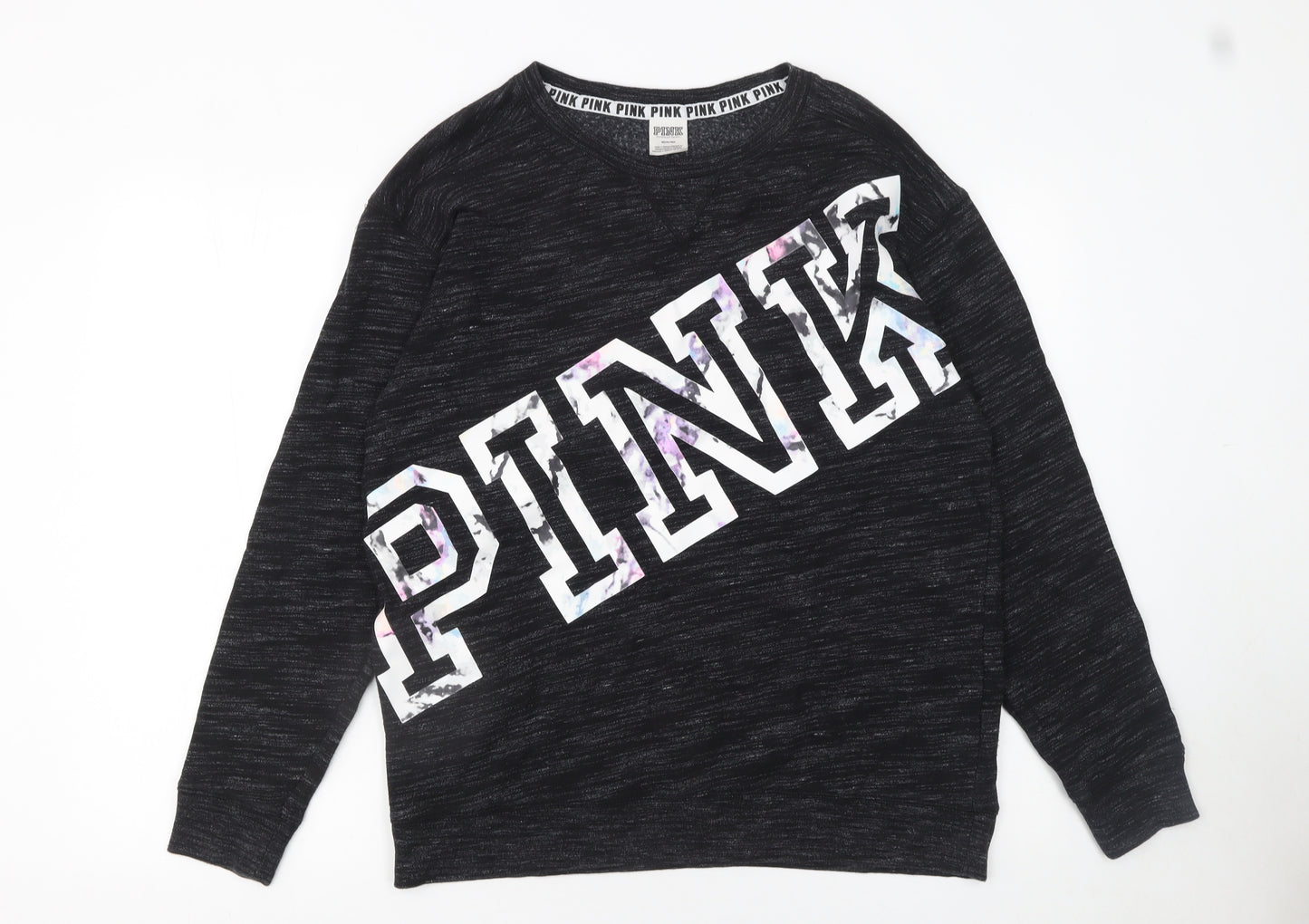 Victoria's Secret PINK Women's Black Cotton Blend Pullover Sweatshirt Size 12