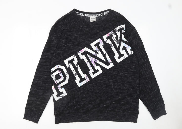 Victoria's Secret PINK Women's Black Cotton Blend Pullover Sweatshirt Size 12