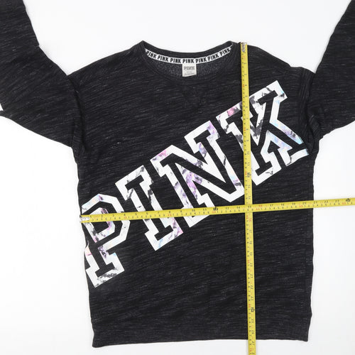 Victoria's Secret PINK Women's Black Cotton Blend Pullover Sweatshirt Size 12