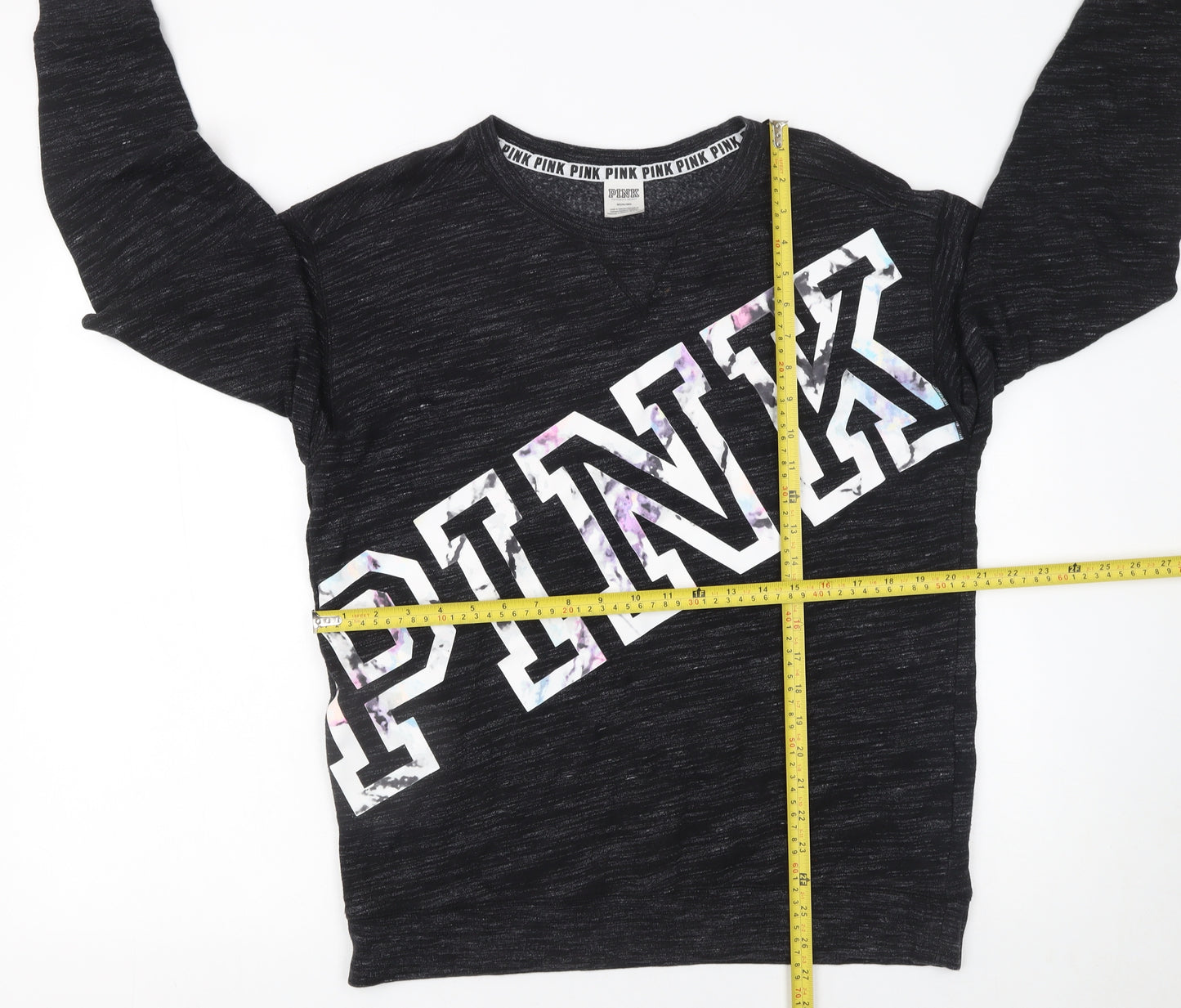 Victoria's Secret PINK Women's Black Cotton Blend Pullover Sweatshirt Size 12