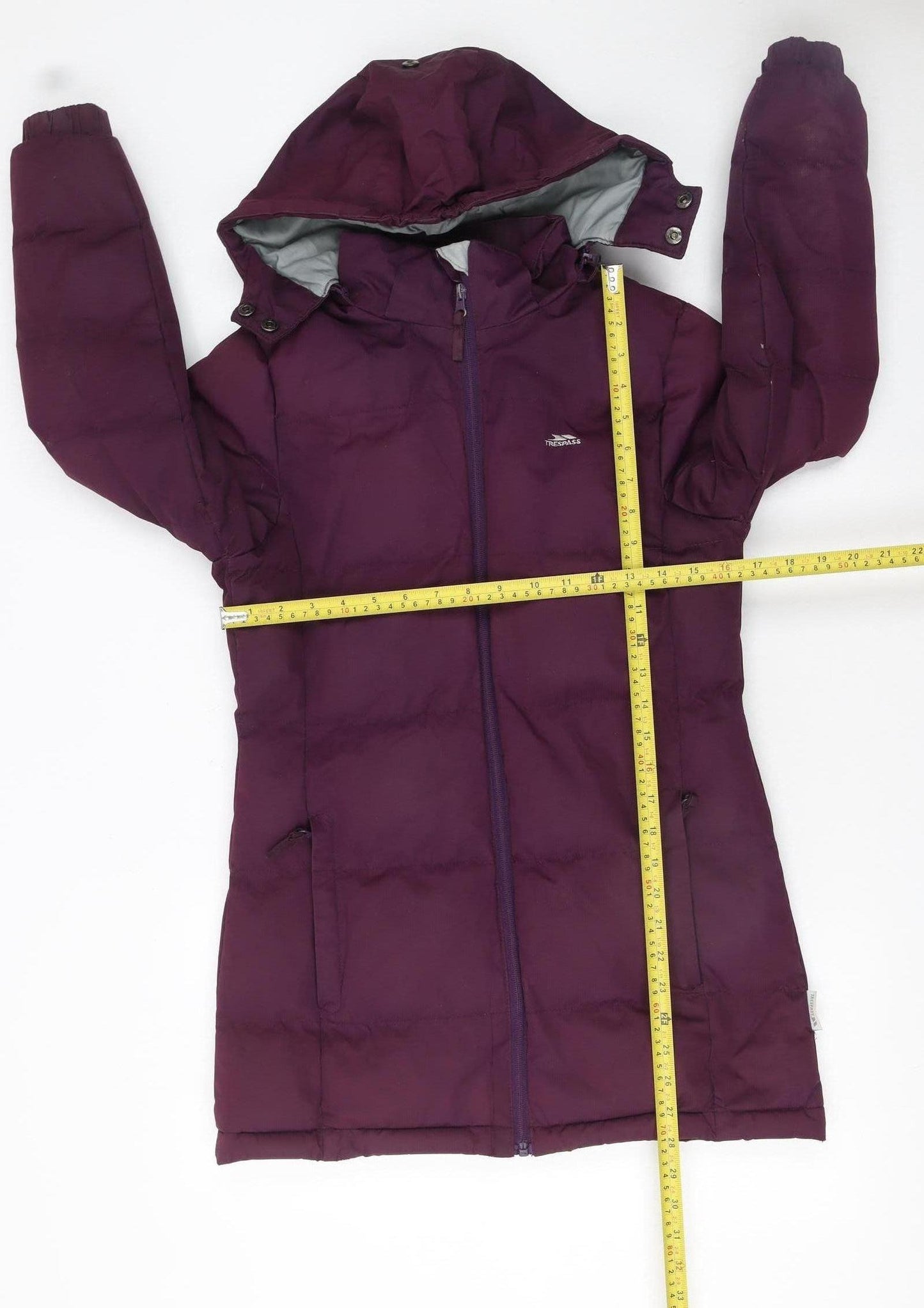 Trespass Girls Purple Hooded Waterproof Puffer Coat 9-10 Years Long Winter Jacket