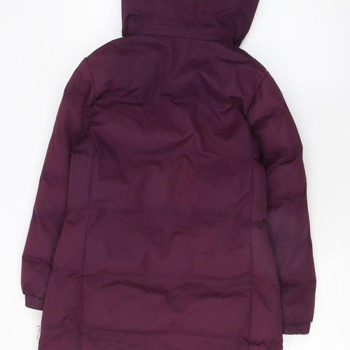 Trespass Girls Purple Hooded Waterproof Puffer Coat 9-10 Years Long Winter Jacket