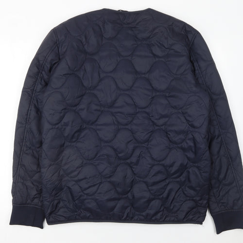 SELECTED HOMME Men’s Blue Quilted Zip Jacket L Regular Nylon