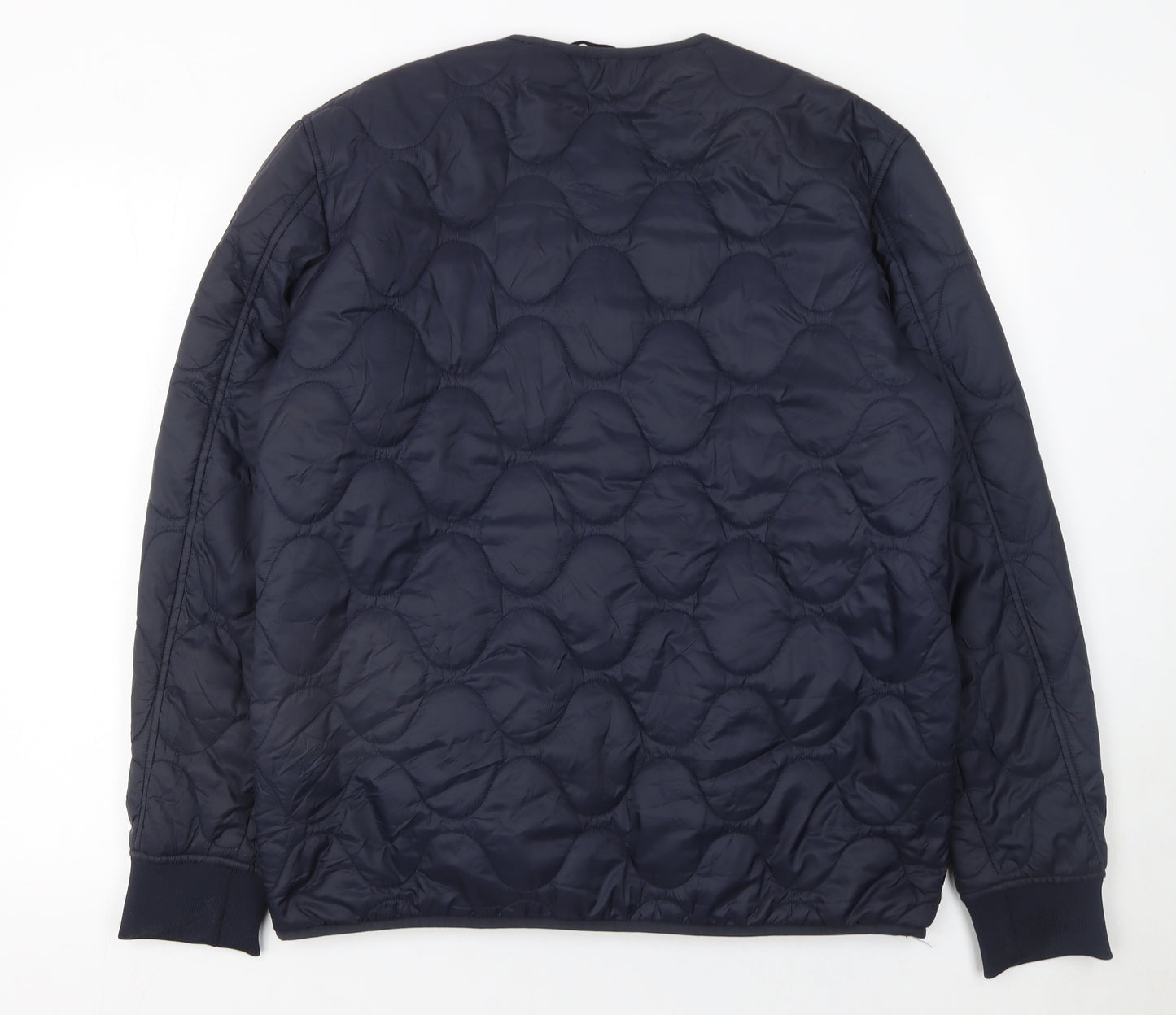 SELECTED HOMME Men’s Blue Quilted Zip Jacket L Regular Nylon