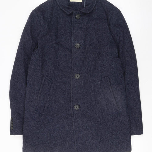 Selected Homme Men's Navy Wool Blend Mid-Length Coat Size M