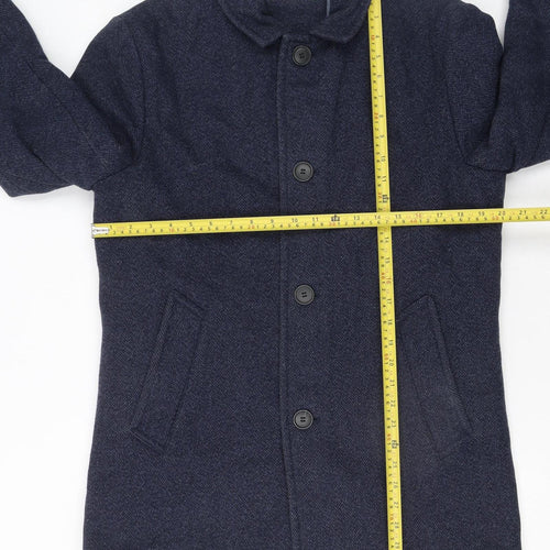Selected Homme Men's Navy Wool Blend Mid-Length Coat Size M