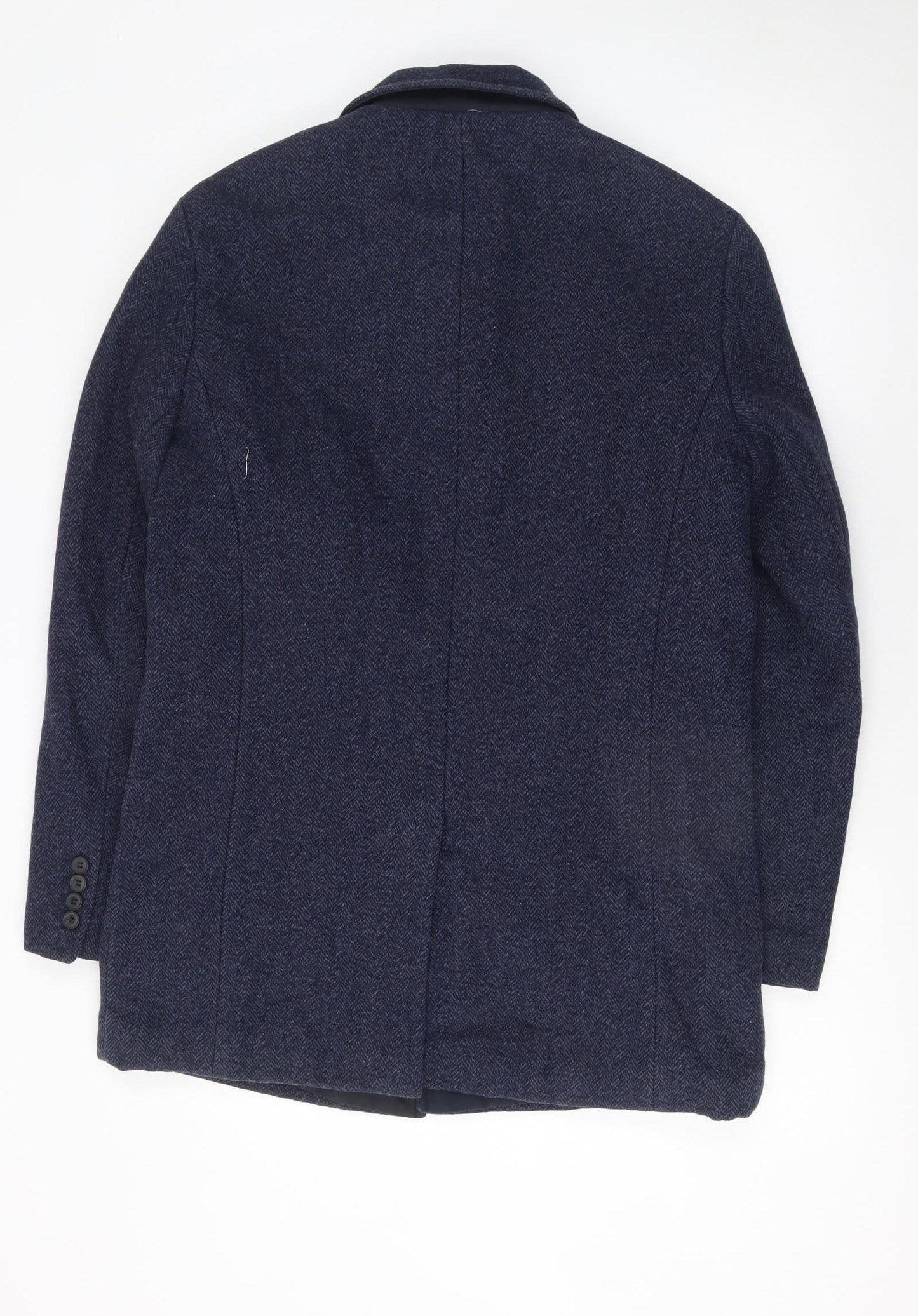 Selected Homme Men's Navy Wool Blend Mid-Length Coat Size M