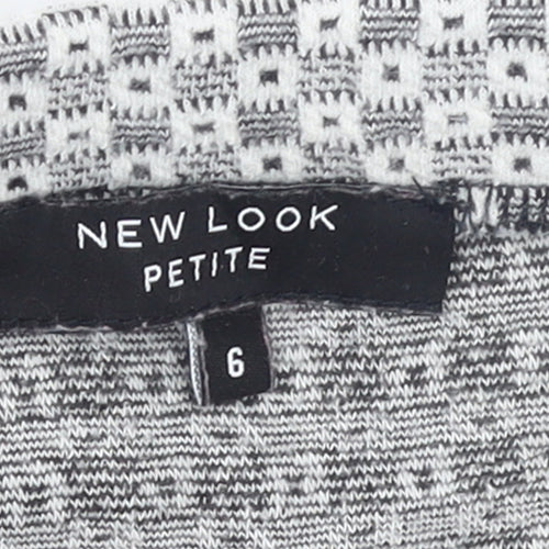 New Look Petite Grey Patterned Mini Skirt Size 6 with Zip Detail