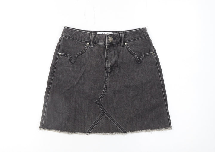 Miss Selfridge Womens Black Denim A-Line Petite Skirt UK 6