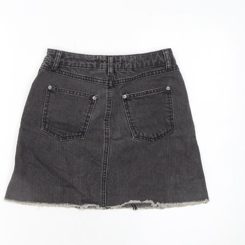 Miss Selfridge Womens Black Denim A-Line Petite Skirt UK 6