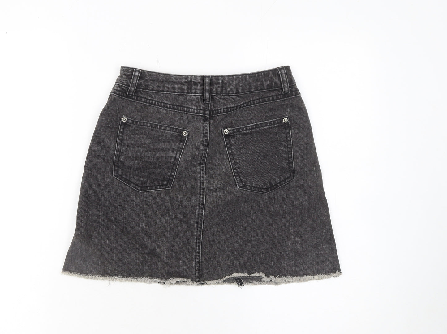 Miss Selfridge Womens Black Denim A-Line Petite Skirt UK 6