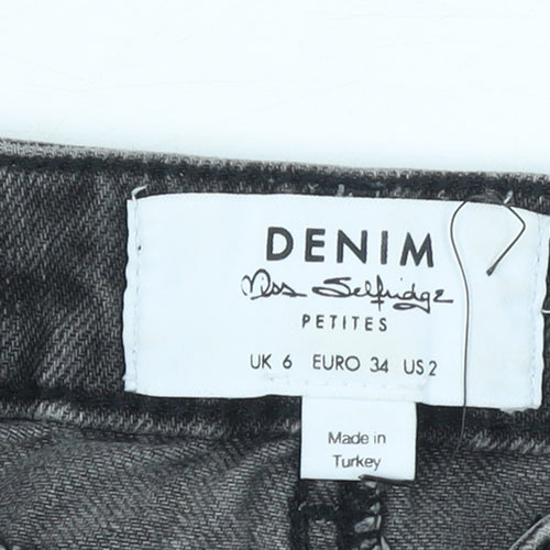 Miss Selfridge Womens Black Denim A-Line Petite Skirt UK 6