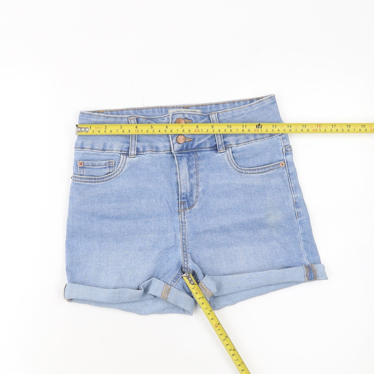 New Look Women’s Petite Blue High-Waist Denim Hot Pants Size 8