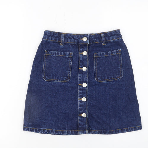 Denim Co. Women Blue Denim A-Line Button Skirt Size 4